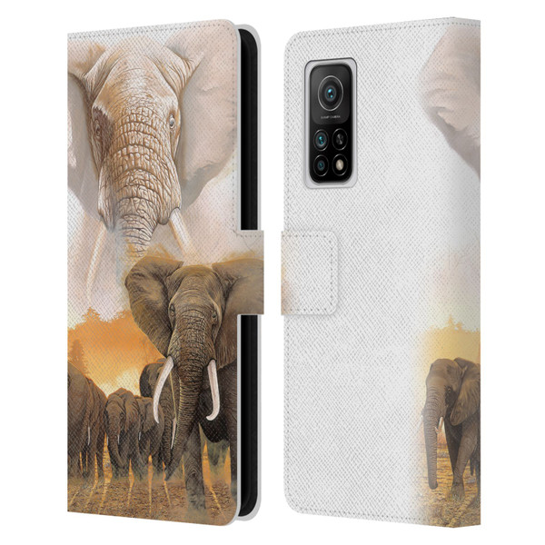 Graeme Stevenson Wildlife Elephants Leather Book Wallet Case Cover For Xiaomi Mi 10T 5G