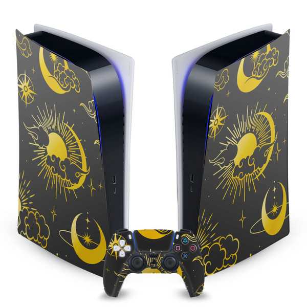 Haroulita Art Mix Sun Moon And Stars Vinyl Sticker Skin Decal Cover for Sony PS5 Digital Edition Bundle