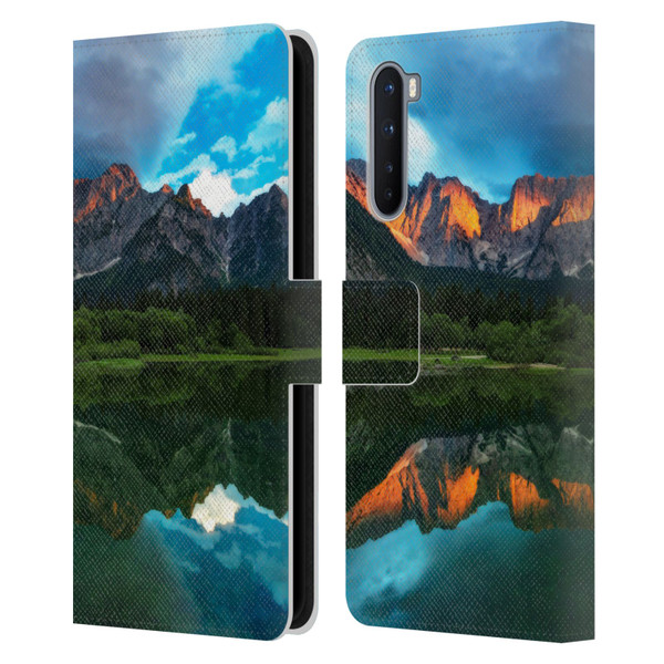 Patrik Lovrin Magical Lakes Burning Sunset Over Mountains Leather Book Wallet Case Cover For OnePlus Nord 5G