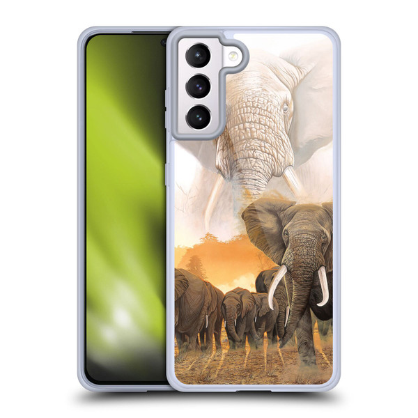 Graeme Stevenson Wildlife Elephants Soft Gel Case for Samsung Galaxy S21+ 5G