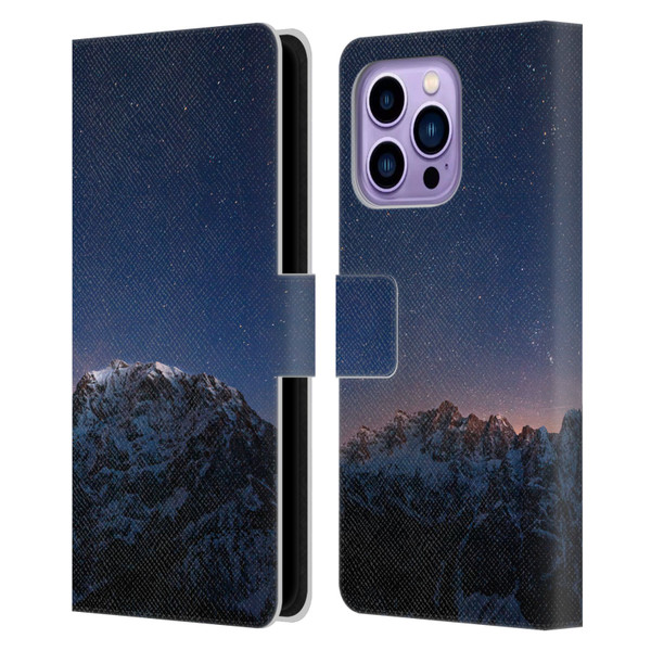 Patrik Lovrin Night Sky Stars Above Mountains Leather Book Wallet Case Cover For Apple iPhone 14 Pro Max