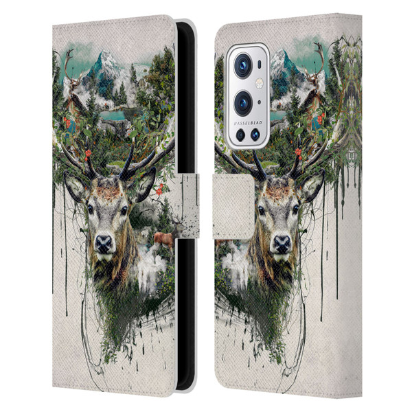 Riza Peker Animal Abstract Deer Wilderness Leather Book Wallet Case Cover For OnePlus 9 Pro