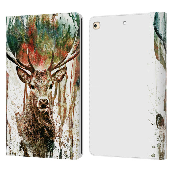 Riza Peker Animals Deer Leather Book Wallet Case Cover For Apple iPad 9.7 2017 / iPad 9.7 2018