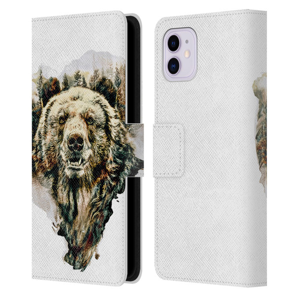Riza Peker Animals Bear Leather Book Wallet Case Cover For Apple iPhone 11
