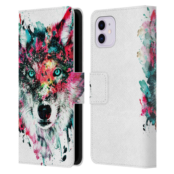 Riza Peker Animals Wolf Leather Book Wallet Case Cover For Apple iPhone 11