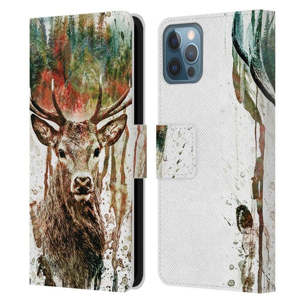 Riza Peker Animals Deer Leather Book Wallet Case Cover For Apple iPhone 12 / iPhone 12 Pro
