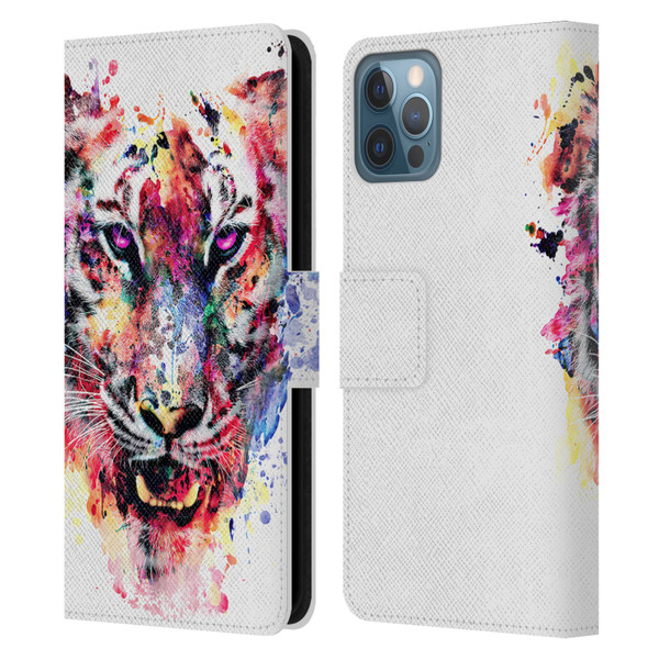 Riza Peker Animals Eye Of The Tiger Leather Book Wallet Case Cover For Apple iPhone 12 / iPhone 12 Pro