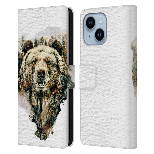 Riza Peker Animals Bear Leather Book Wallet Case Cover For Apple iPhone 14 Plus