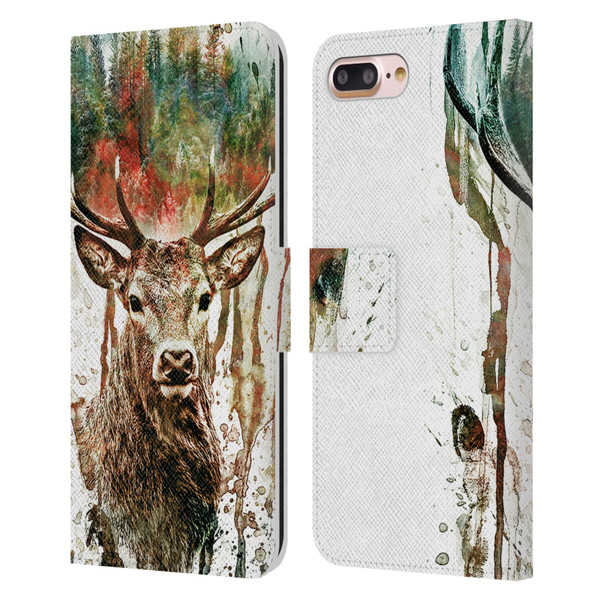 Riza Peker Animals Deer Leather Book Wallet Case Cover For Apple iPhone 7 Plus / iPhone 8 Plus