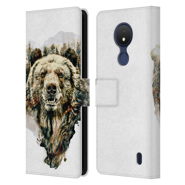 Riza Peker Animals Bear Leather Book Wallet Case Cover For Nokia C21