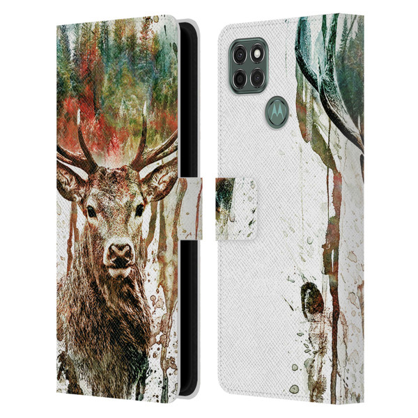 Riza Peker Animals Deer Leather Book Wallet Case Cover For Motorola Moto G9 Power