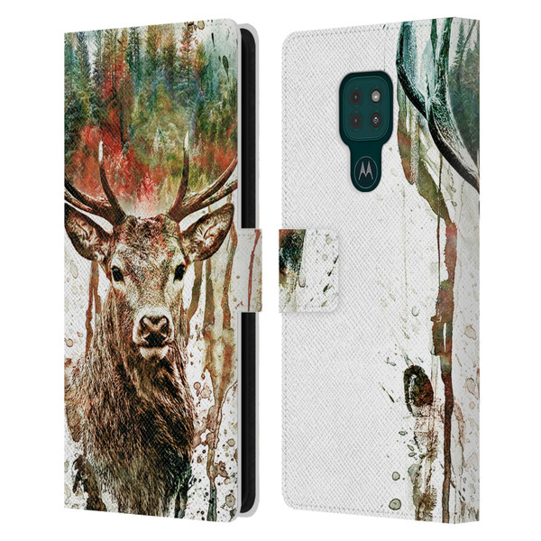 Riza Peker Animals Deer Leather Book Wallet Case Cover For Motorola Moto G9 Play