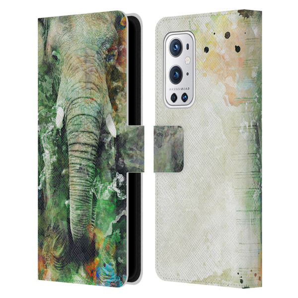 Riza Peker Animals Elephant Leather Book Wallet Case Cover For OnePlus 9 Pro