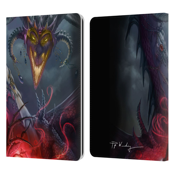 Piya Wannachaiwong Black Dragons Enchanted Leather Book Wallet Case Cover For Amazon Kindle Paperwhite 1 / 2 / 3