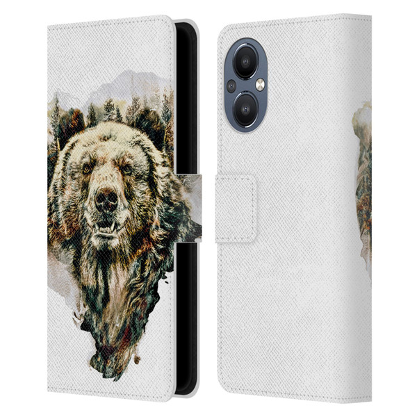 Riza Peker Animals Bear Leather Book Wallet Case Cover For OnePlus Nord N20 5G