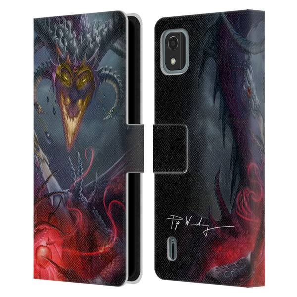 Piya Wannachaiwong Black Dragons Enchanted Leather Book Wallet Case Cover For Nokia C2 2nd Edition