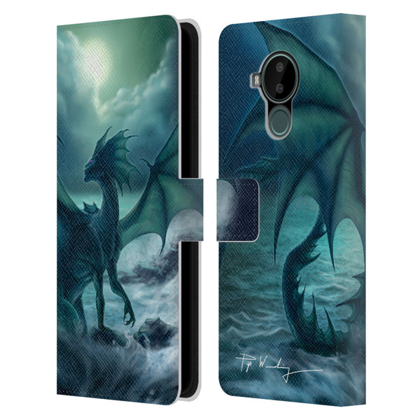 Piya Wannachaiwong Black Dragons Dark Waves Leather Book Wallet Case Cover For Nokia C30