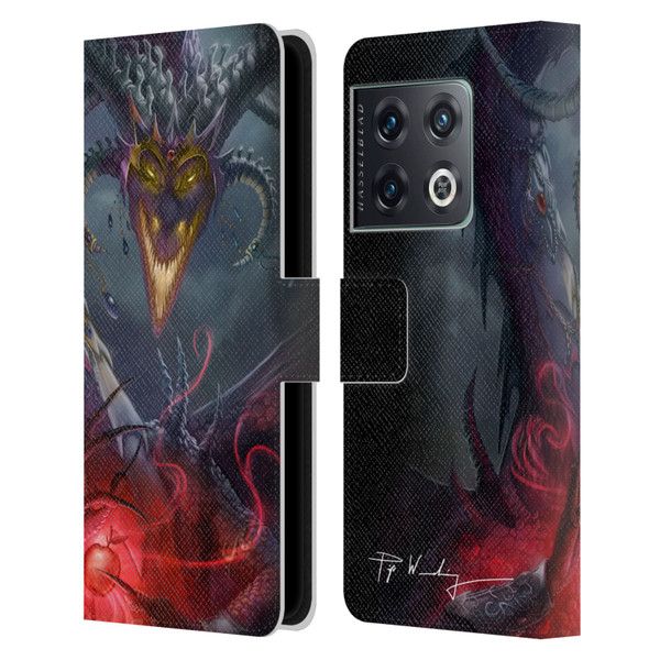 Piya Wannachaiwong Black Dragons Enchanted Leather Book Wallet Case Cover For OnePlus 10 Pro