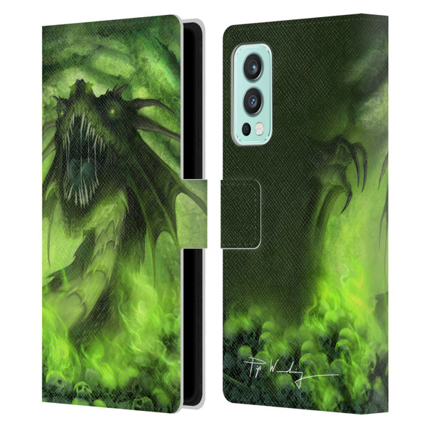 Piya Wannachaiwong Black Dragons Among Skulls Leather Book Wallet Case Cover For OnePlus Nord 2 5G