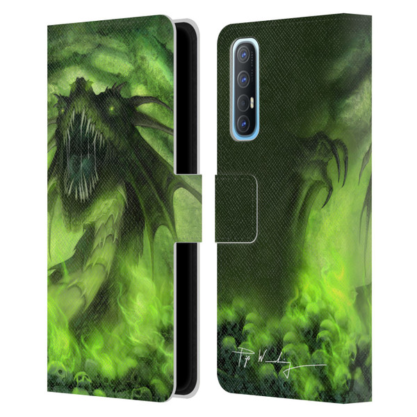 Piya Wannachaiwong Black Dragons Among Skulls Leather Book Wallet Case Cover For OPPO Find X2 Neo 5G