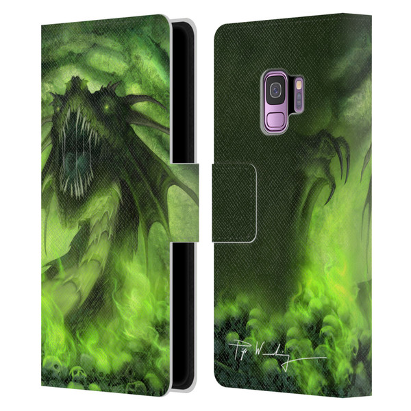 Piya Wannachaiwong Black Dragons Among Skulls Leather Book Wallet Case Cover For Samsung Galaxy S9