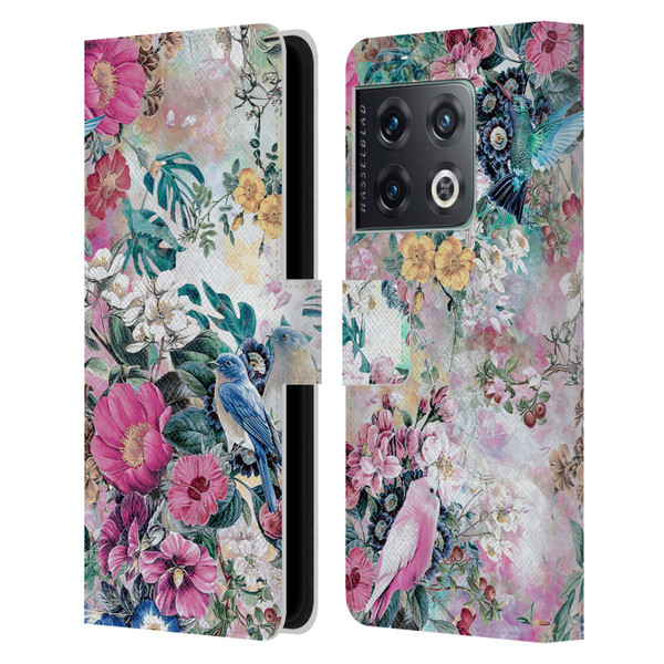Riza Peker Florals Birds Leather Book Wallet Case Cover For OnePlus 10 Pro