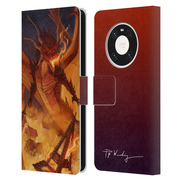 Piya Wannachaiwong Dragons Of Fire Dragonfire Leather Book Wallet Case Cover For Huawei Mate 40 Pro 5G
