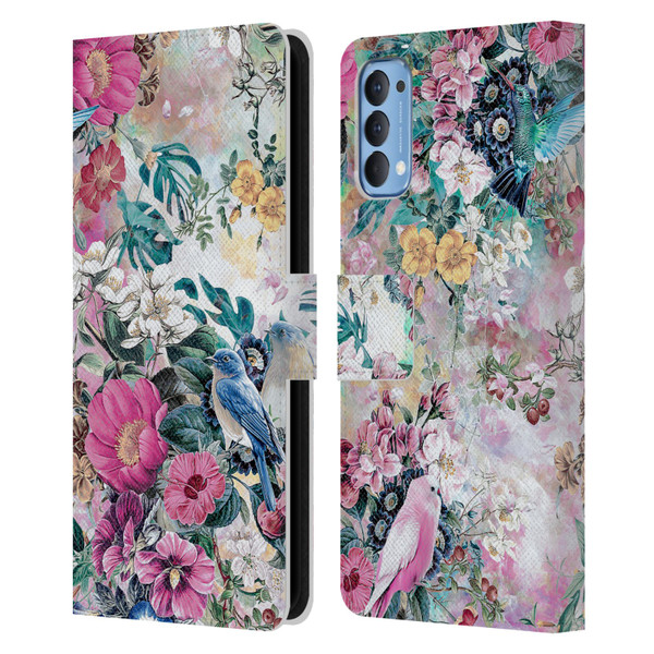 Riza Peker Florals Birds Leather Book Wallet Case Cover For OPPO Reno 4 5G