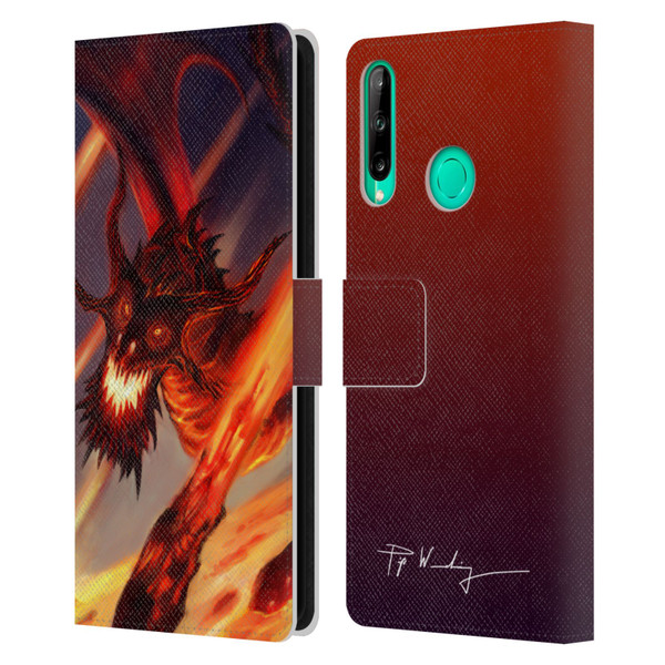 Piya Wannachaiwong Dragons Of Fire Soar Leather Book Wallet Case Cover For Huawei P40 lite E