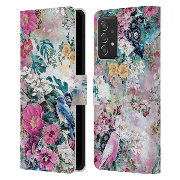 Riza Peker Florals Birds Leather Book Wallet Case Cover For Samsung Galaxy A53 5G (2022)