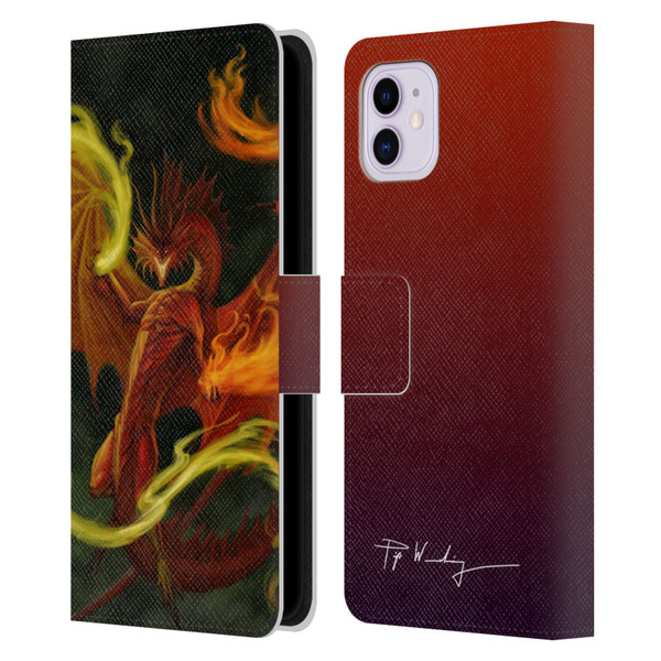 Piya Wannachaiwong Dragons Of Fire Magical Leather Book Wallet Case Cover For Apple iPhone 11