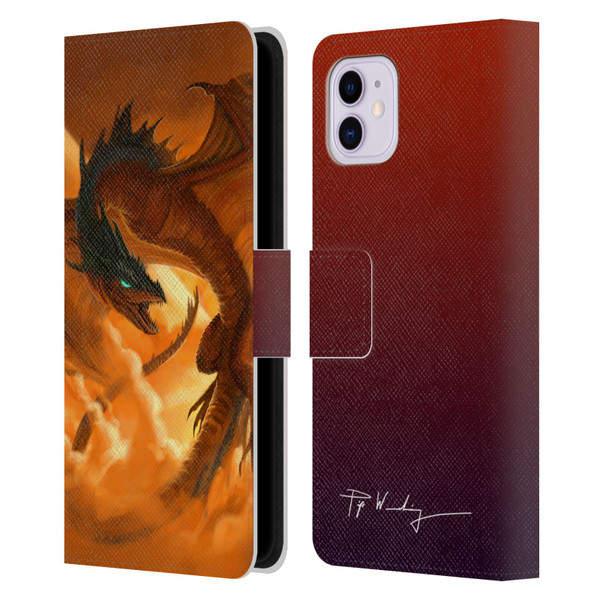 Piya Wannachaiwong Dragons Of Fire Sunrise Leather Book Wallet Case Cover For Apple iPhone 11