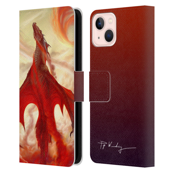Piya Wannachaiwong Dragons Of Fire Mighty Leather Book Wallet Case Cover For Apple iPhone 13