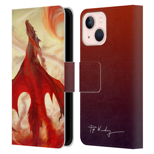 Piya Wannachaiwong Dragons Of Fire Mighty Leather Book Wallet Case Cover For Apple iPhone 13 Mini