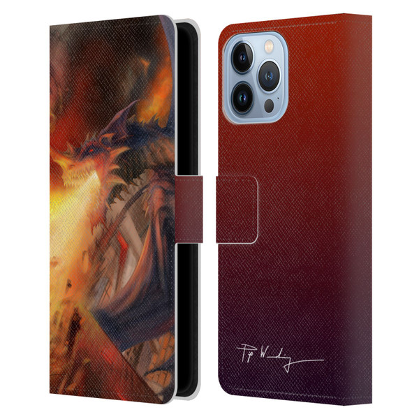 Piya Wannachaiwong Dragons Of Fire Blast Leather Book Wallet Case Cover For Apple iPhone 13 Pro Max