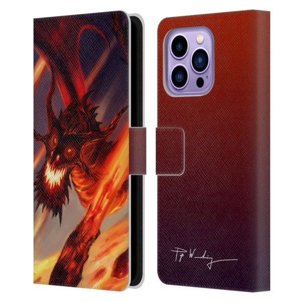 Piya Wannachaiwong Dragons Of Fire Soar Leather Book Wallet Case Cover For Apple iPhone 14 Pro Max