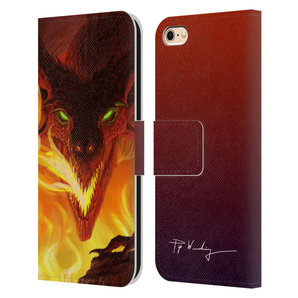 Piya Wannachaiwong Dragons Of Fire Glare Leather Book Wallet Case Cover For Apple iPhone 6 / iPhone 6s