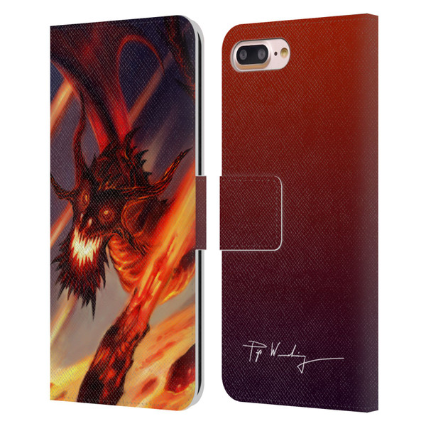 Piya Wannachaiwong Dragons Of Fire Soar Leather Book Wallet Case Cover For Apple iPhone 7 Plus / iPhone 8 Plus