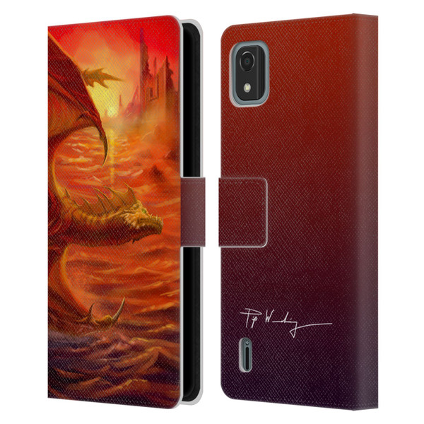 Piya Wannachaiwong Dragons Of Fire Lakeside Leather Book Wallet Case Cover For Nokia C2 2nd Edition