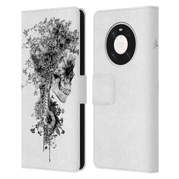 Riza Peker Skulls 6 Black And White Leather Book Wallet Case Cover For Huawei Mate 40 Pro 5G