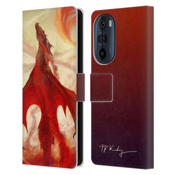 Piya Wannachaiwong Dragons Of Fire Mighty Leather Book Wallet Case Cover For Motorola Edge 30