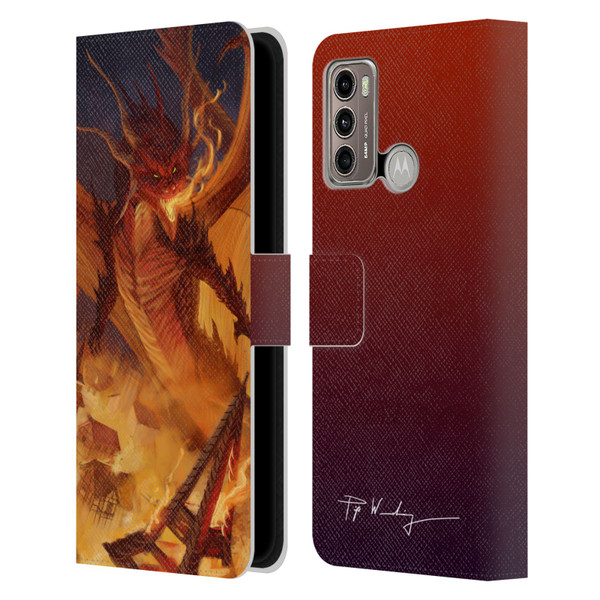 Piya Wannachaiwong Dragons Of Fire Dragonfire Leather Book Wallet Case Cover For Motorola Moto G60 / Moto G40 Fusion