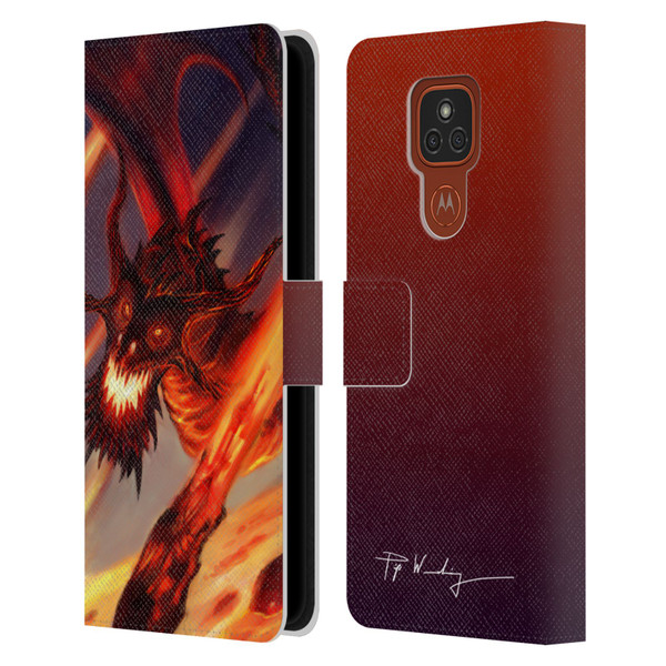 Piya Wannachaiwong Dragons Of Fire Soar Leather Book Wallet Case Cover For Motorola Moto E7 Plus