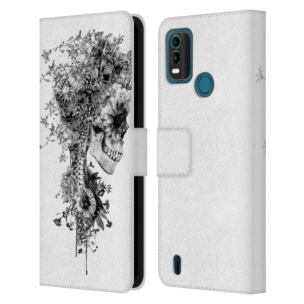 Riza Peker Skulls 6 Black And White Leather Book Wallet Case Cover For Nokia G11 Plus