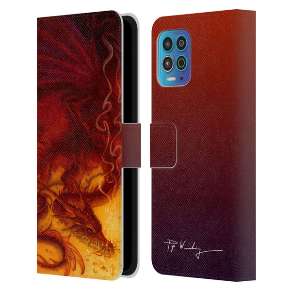 Piya Wannachaiwong Dragons Of Fire Treasure Leather Book Wallet Case Cover For Motorola Moto G100