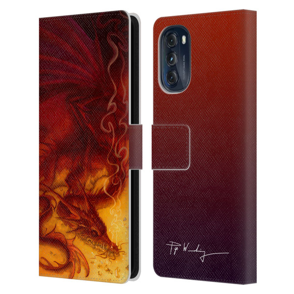 Piya Wannachaiwong Dragons Of Fire Treasure Leather Book Wallet Case Cover For Motorola Moto G (2022)