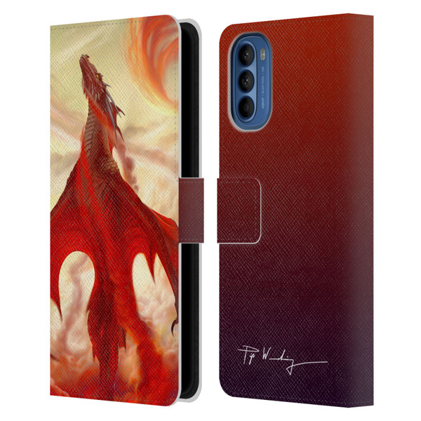 Piya Wannachaiwong Dragons Of Fire Mighty Leather Book Wallet Case Cover For Motorola Moto G41