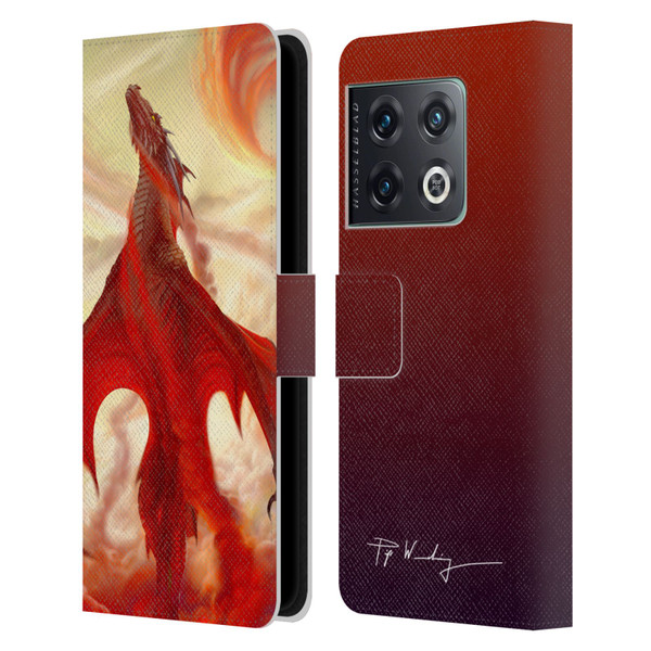 Piya Wannachaiwong Dragons Of Fire Mighty Leather Book Wallet Case Cover For OnePlus 10 Pro