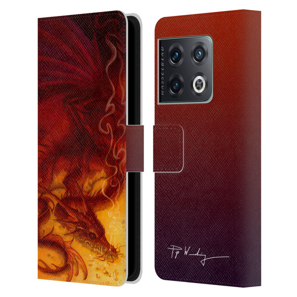 Piya Wannachaiwong Dragons Of Fire Treasure Leather Book Wallet Case Cover For OnePlus 10 Pro