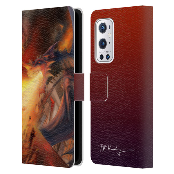Piya Wannachaiwong Dragons Of Fire Blast Leather Book Wallet Case Cover For OnePlus 9 Pro